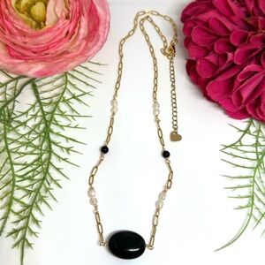 NEW⚜️Onyx & Freshwater Pearl Beaded Necklace